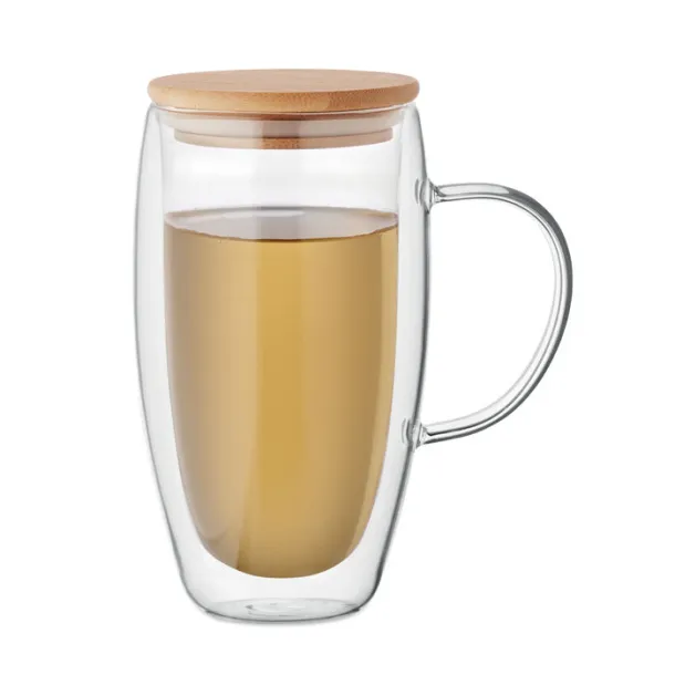 TEROL Double wall glass mug 450ml Transparent