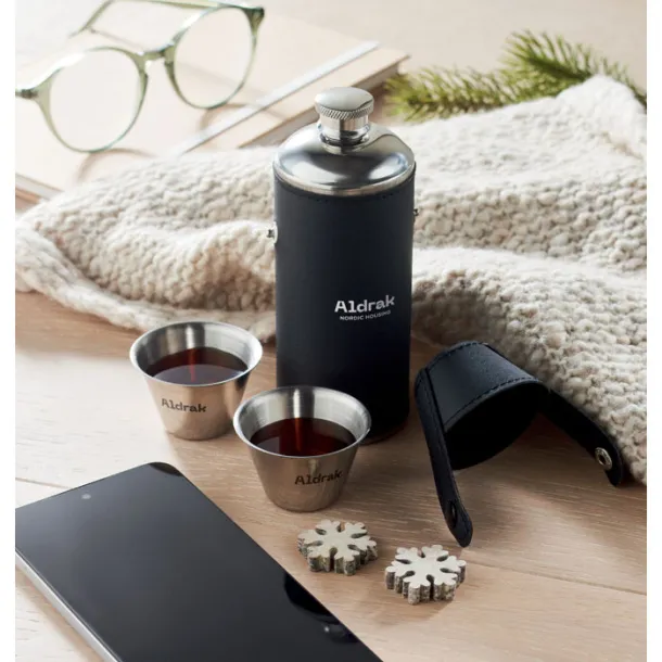 COCOON pljoska s čašicama za rakiju, 230 ml Crna
