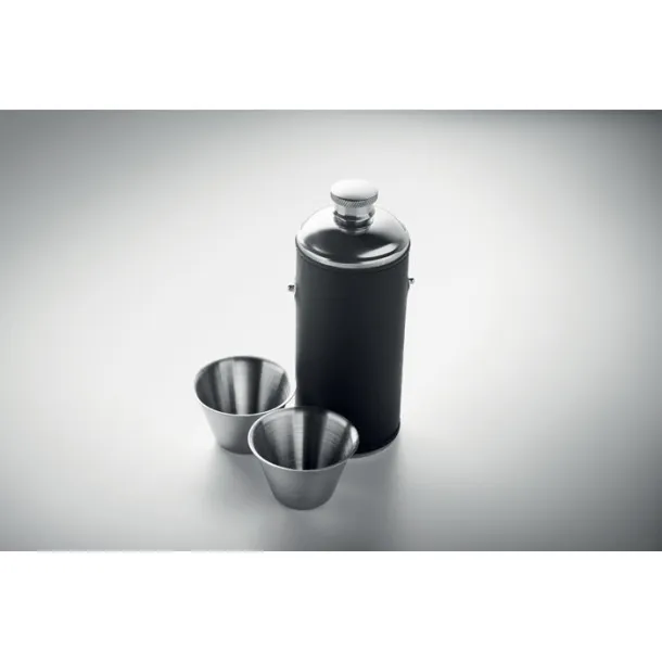COCOON Hip flask with shot cups Black