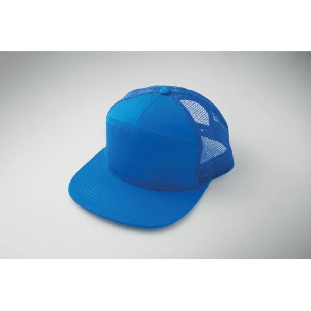 BEAD 7 panel flat visor cap Royal blue