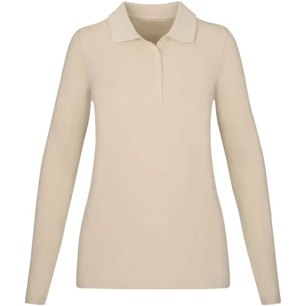 Oakville long sleeve women's polo - Elevate Life Sandstone