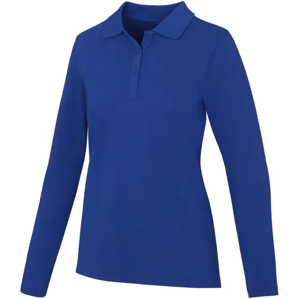 Oakville long sleeve women's polo - Elevate Life Blue