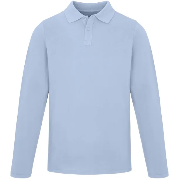 Oakville long sleeve men's polo - Elevate Life Mist Blue