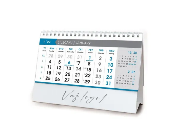  "POSLOVNI SIVO - PLAVI" 13 list., dim: 20,5x14,5 cm, stolni kalendar, koverta, P/50 Color