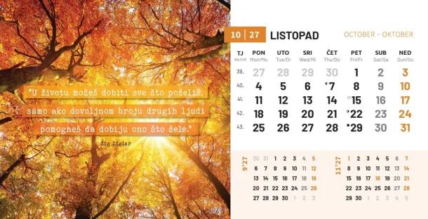  "MOTIVACIJSKI" 13 sheets, format: 20,5x14,5 cm, desk calendar, envelope, P/50 Color