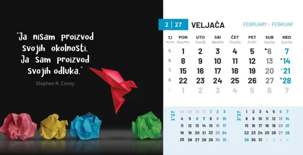  "MOTIVACIJSKI" 13 list., dim: 20,5x14,5 cm, stolni kalendar, koverta, P/50 Color