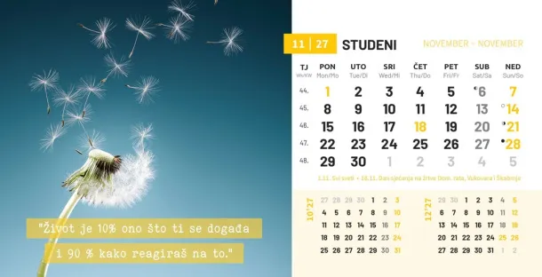  "MOTIVACIJSKI" 13 list., dim: 20,5x14,5 cm, stolni kalendar, koverta, P/50 Color