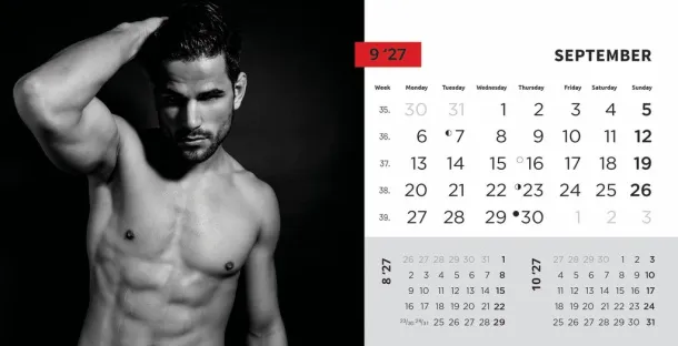  "MASCULINE" 13 sheets, format: 20,5x14,5 cm, desk calendar, envelope, P/50 Color