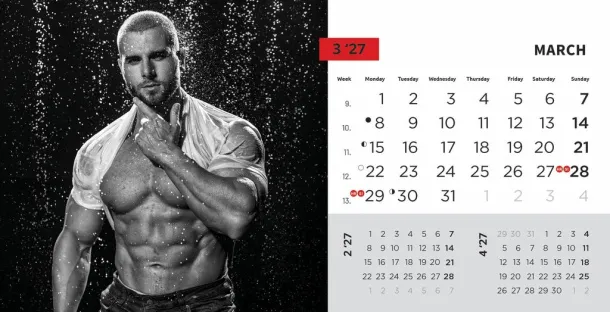  "MASCULINE" 13 list., dim: 20,5x14,5 cm, stolni kalendar, koverta, P/100 Color