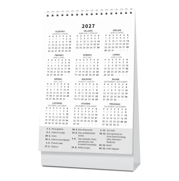  "TRODJELNI STOLNI VERTIKALNI" 12 list., dim: 10x19 cm, stolni kalendar, P/50 Color