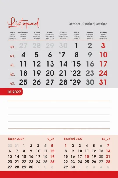  "TRODJELNI STOLNI VERTIKALNI" 12 list., dim: 10x19 cm, stolni kalendar, P/50 Color