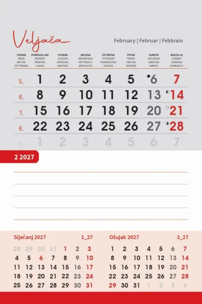  "TRODJELNI STOLNI VERTIKALNI" 12 list., dim: 10x19 cm, stolni kalendar, P/50 Color