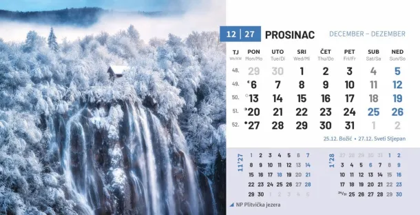  "NACIONALNI PARKOVI HRVATSKE" 13 list., dim: 20,5x14,5 cm, stolni kalendar, koverta, P/100 Color