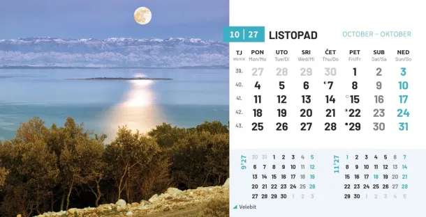  "PRIRODA" 13 sheets, format: 20,5x14,5 cm, desk calendar, envelope, P/50 Color