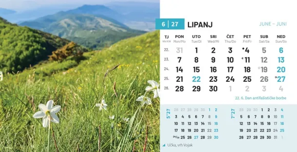  "PRIRODA" 13 sheets, format: 20,5x14,5 cm, desk calendar, envelope, P/50 Color