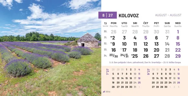  "PRIRODA" 13 sheets, format: 20,5x14,5 cm, desk calendar, envelope, P/50 Color