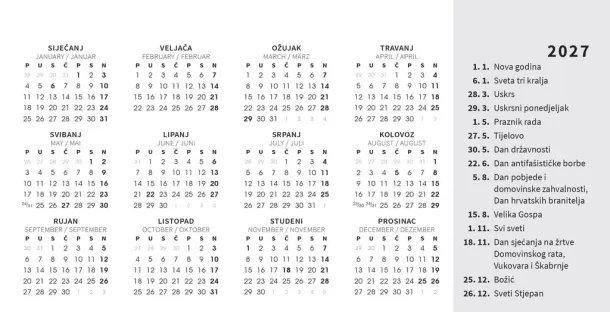  "PRIRODA" 13 sheets, format: 20,5x14,5 cm, desk calendar, envelope, P/50 Color