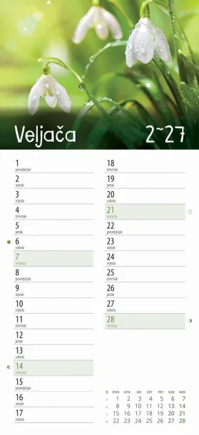  "CVJETNI PLANER" 13 list., dim: 22x55cm,  PVC vrećica, P/50, color kalendar Color