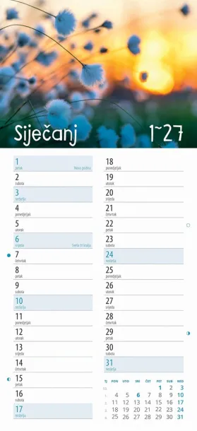  "CVJETNI PLANER" 13 list., dim: 22x55cm,  PVC vrećica, P/50, color kalendar Color
