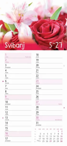  "CVJETNI PLANER" 13 list., dim: 22x55cm,  PVC vrećica, P/50, color kalendar Color