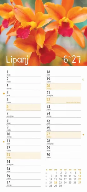  "CVJETNI PLANER" 13 list., dim: 22x55cm,  PVC vrećica, P/50, color kalendar Color