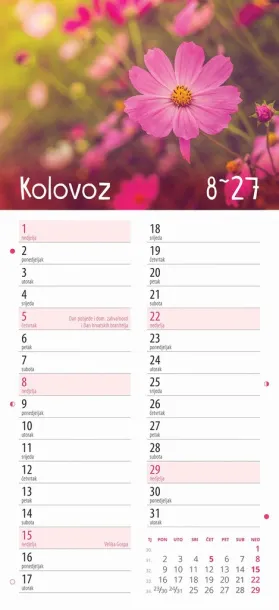  "CVJETNI PLANER" 13 list., dim: 22x55cm,  PVC vrećica, P/50, color kalendar Color
