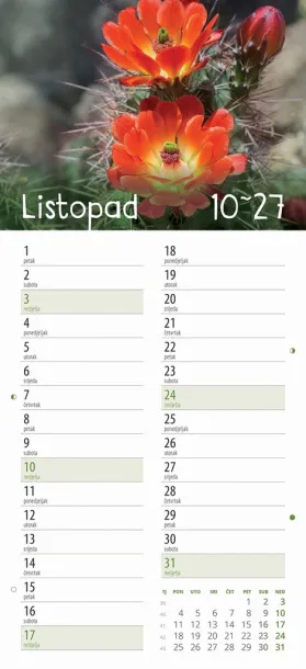  "CVJETNI PLANER" 13 list., dim: 22x55cm,  PVC vrećica, P/50, color kalendar Color