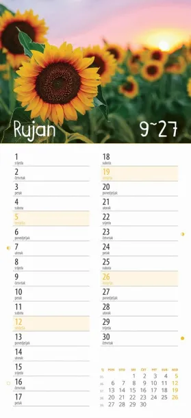  "CVJETNI PLANER" 13 list., dim: 22x55cm,  PVC vrećica, P/50, color kalendar Color