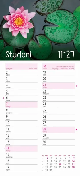  "CVJETNI PLANER" 13 list., dim: 22x55cm,  PVC vrećica, P/50, color kalendar Color