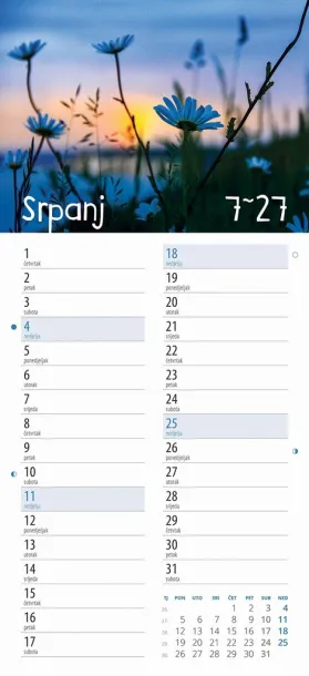  "CVJETNI PLANER" 13 list., dim: 22x55cm,  PVC vrećica, P/50, color kalendar Color