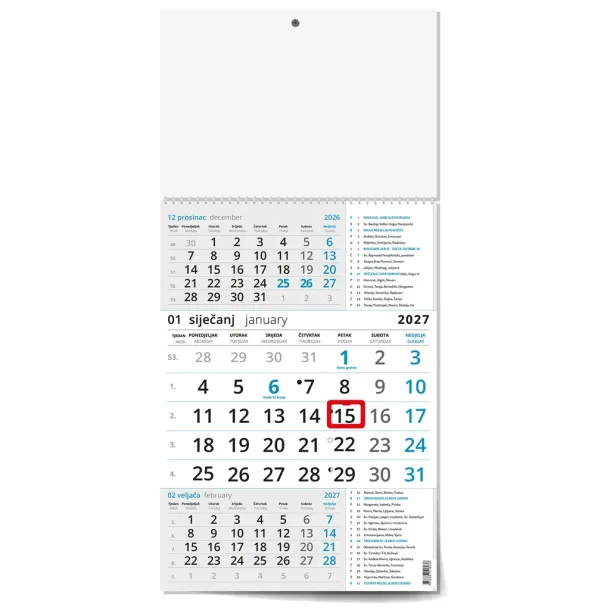  "Business RED with CATHOLIC CALENDAR" three part calendar Plava
