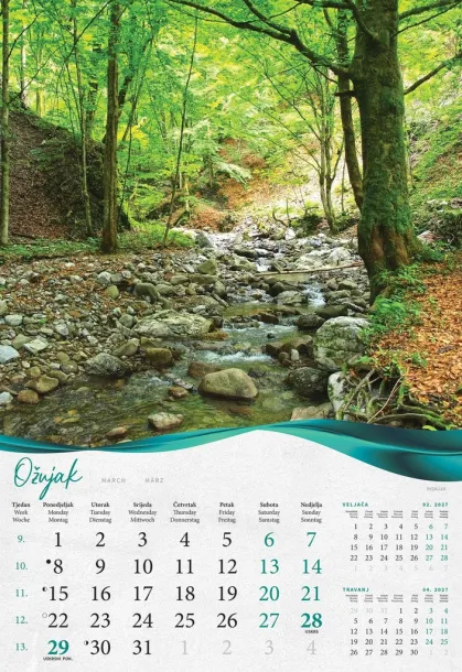  "ŠUME, VODE I MORE" color calendar Color
