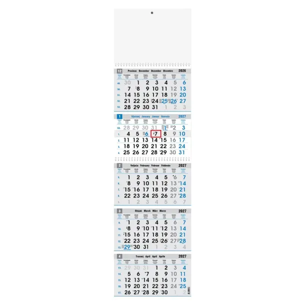  Business calendar 5-part BLUE/GREY Plava