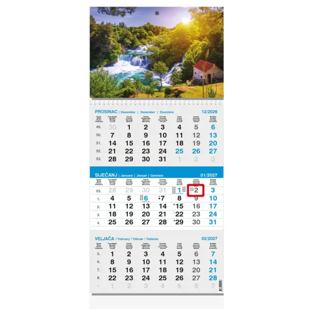  "Poslovni SIVO-PLAVI" three month calendar with photo, 12 sheets, format: 29,5x62cm, PVC bag, date indicator, P/50 Plava