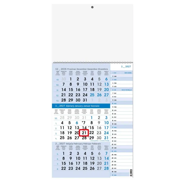  "Poslovni PLAVI planer" trodjelni kalendar Plava