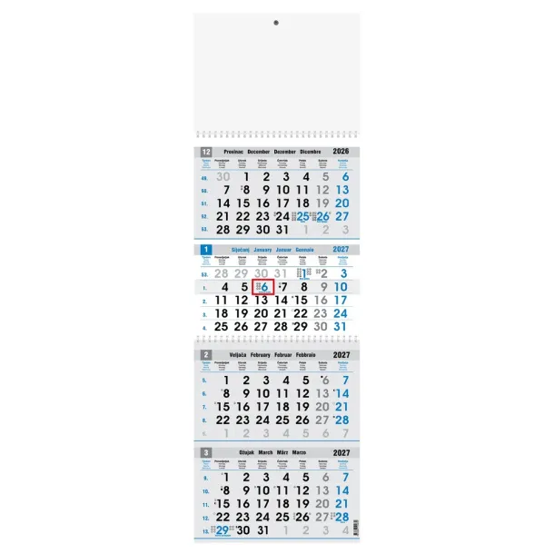  "Poslovni PLAVO-SIVI" četverodijelni kalendar Plava