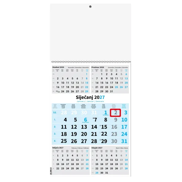  "Poslovni PLAVI 5 mj." trodjelni kalendar Plava
