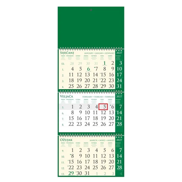  "Poslovni SIRIO Pino Verde zeleni" trodjelni kalendar Zelena