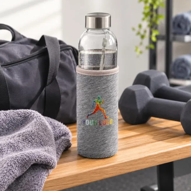 Nika Staklena boca (500 ml) s navlakom od neoprena Siva