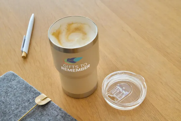 Ayen putna šalica od recikliranog nehrđajućeg čelika s dvostrukom stijenkom (350 ml) beige
