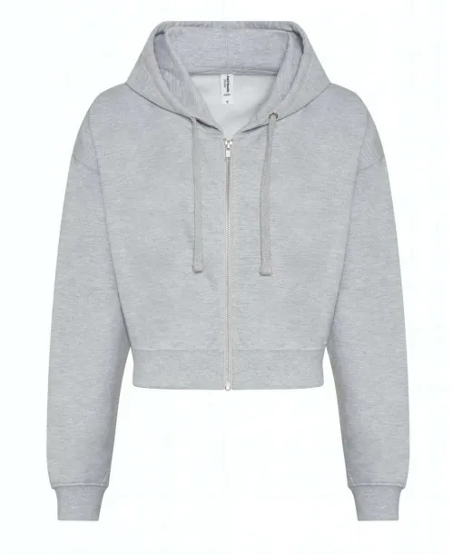  Ženska skraćena hoodie s patentom - 280 g/m² - Just Hoods Heather Grey