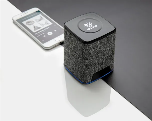  Light up logo fabric 3W wireless speaker Grey Grey