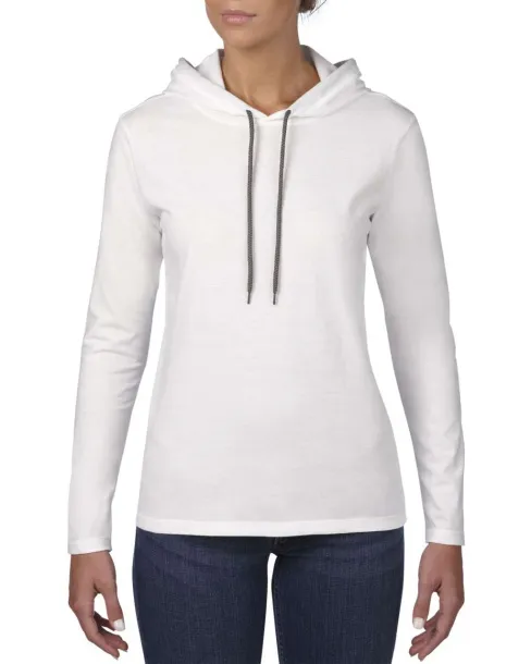  WOMEN’S LIGHTWEIGHT LONG SLEEVE HOODED TEE - Anvil White Charcoal