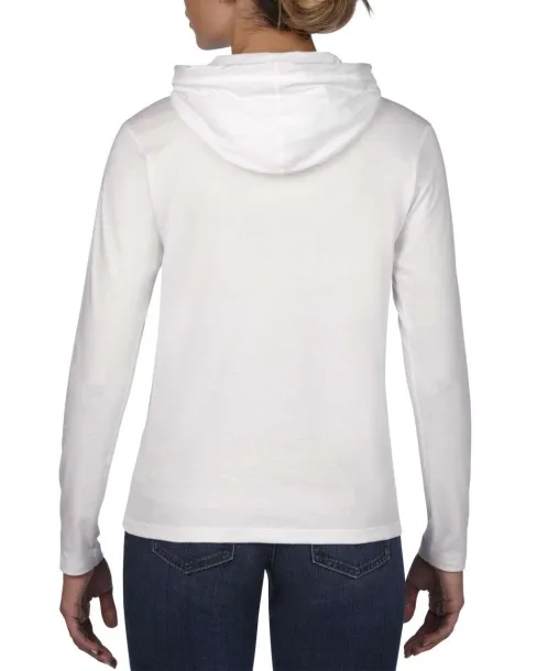  WOMEN’S LIGHTWEIGHT LONG SLEEVE HOODED TEE - Anvil White Charcoal