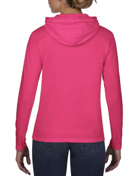  WOMEN’S LIGHTWEIGHT LONG SLEEVE HOODED TEE - Anvil Hot Pink Safety Green