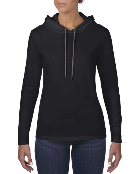  WOMEN’S LIGHTWEIGHT LONG SLEEVE HOODED TEE - Anvil Black Charcoal