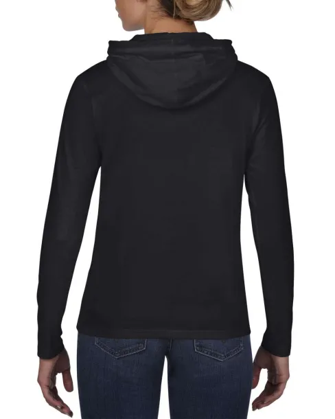  WOMEN’S LIGHTWEIGHT LONG SLEEVE HOODED TEE - Anvil Black Charcoal