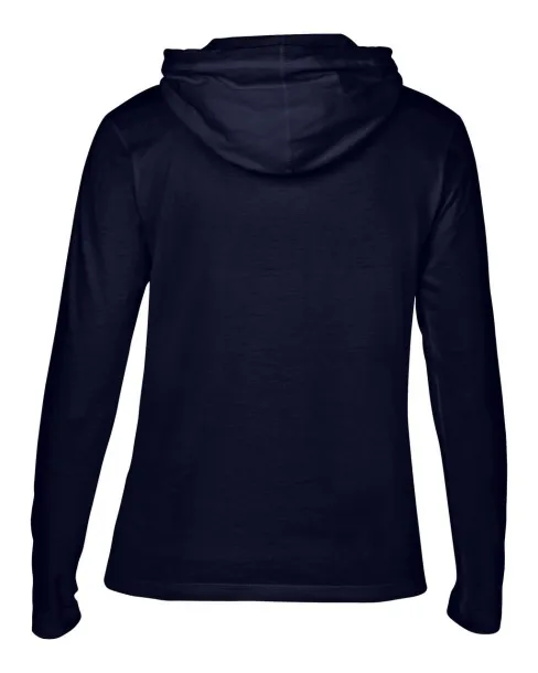  WOMEN’S LIGHTWEIGHT LONG SLEEVE HOODED TEE - Anvil Navy Charcoal