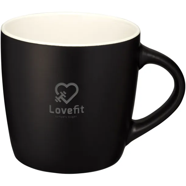 Riviera 340 ml ceramic mug Solid black White