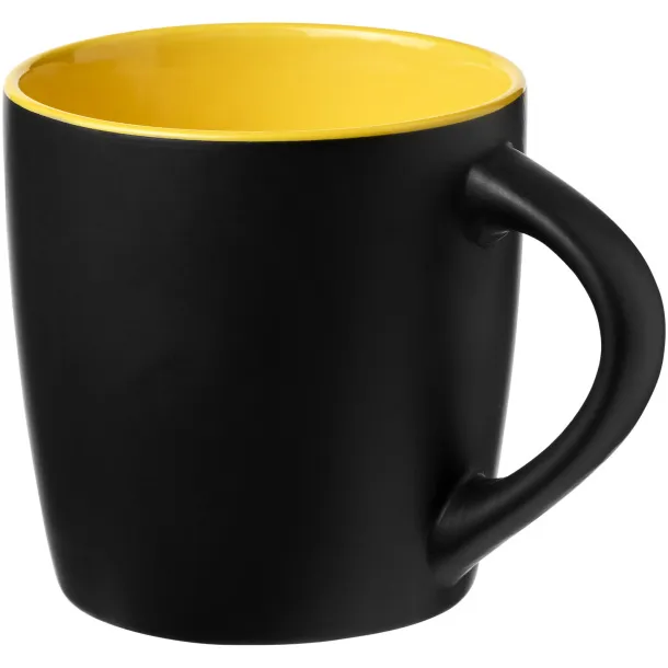 Riviera 340 ml ceramic mug Solid black Yellow